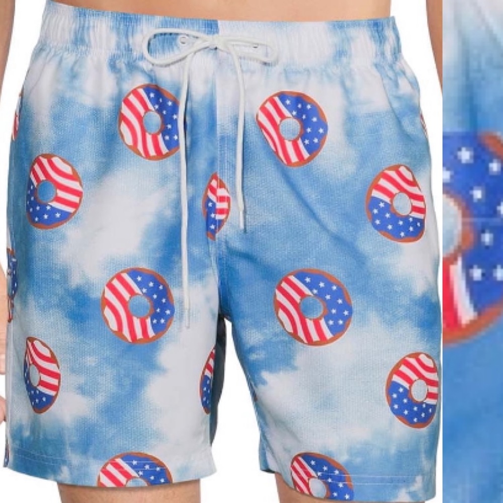 Donut Red White and Blue Swimtrunks